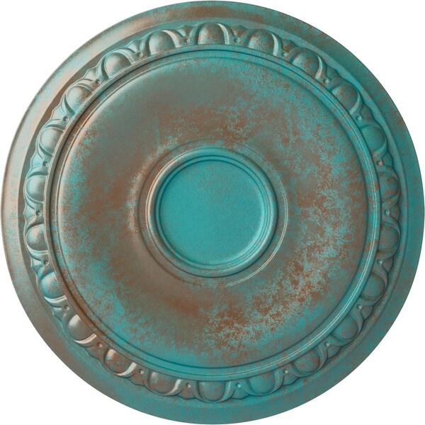 Ekena Millwork Caputo Ceiling Medallion (Fits Canopies up to 6"), 24 1/4"OD x 1 1/2"P, Copper Green Patina CM24CACGS - main